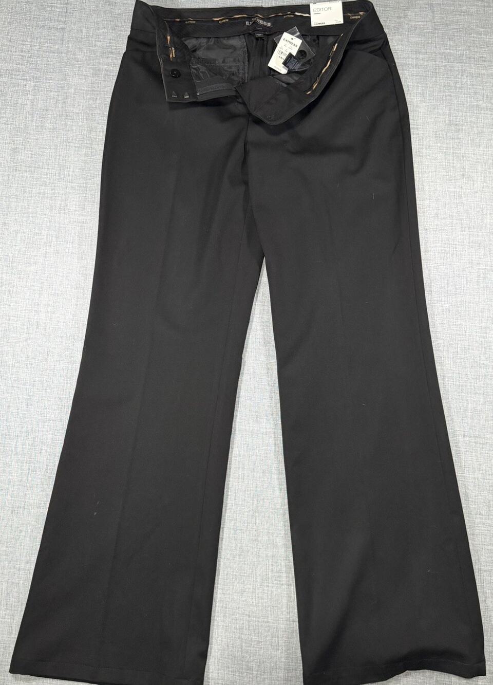 Express Editor Original Womens 4R Black Flare Leg Low Rise Dress Pants NWT